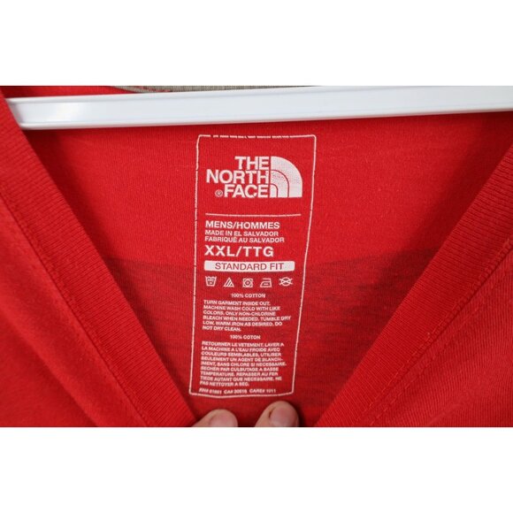 Vtg Y2K The North Face Mens 2XL Faded Spell Out Box Logo Long Sleeve T-Shirt Red - Picture 5 of 13